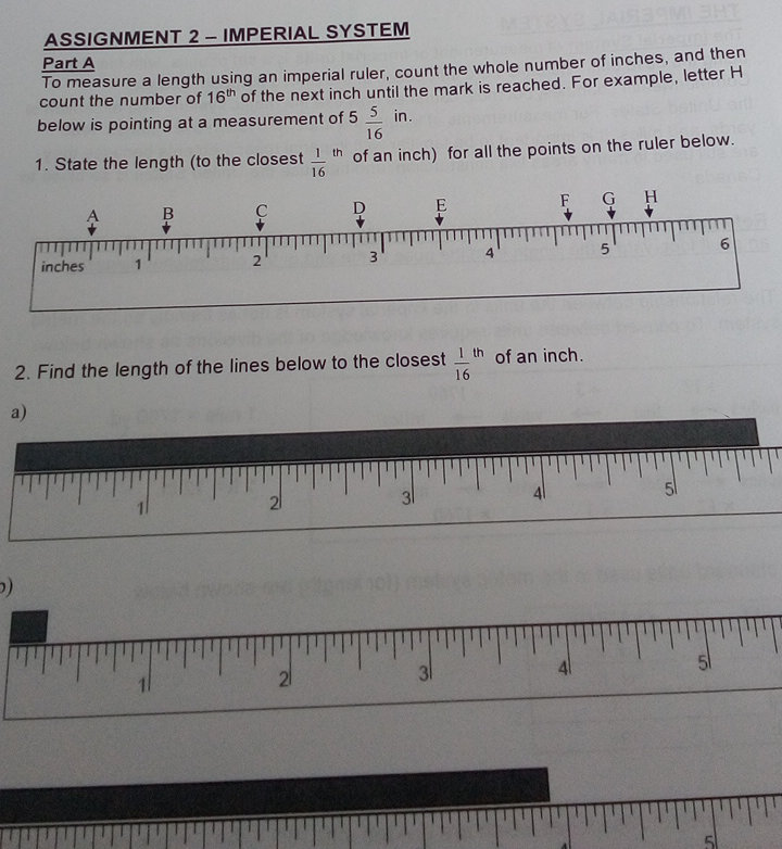 Imperial Ruler Measurement Assignment.pdf ASSIGNMENT 2 – IMPERIAL SYSTEM Part A To | StudyX