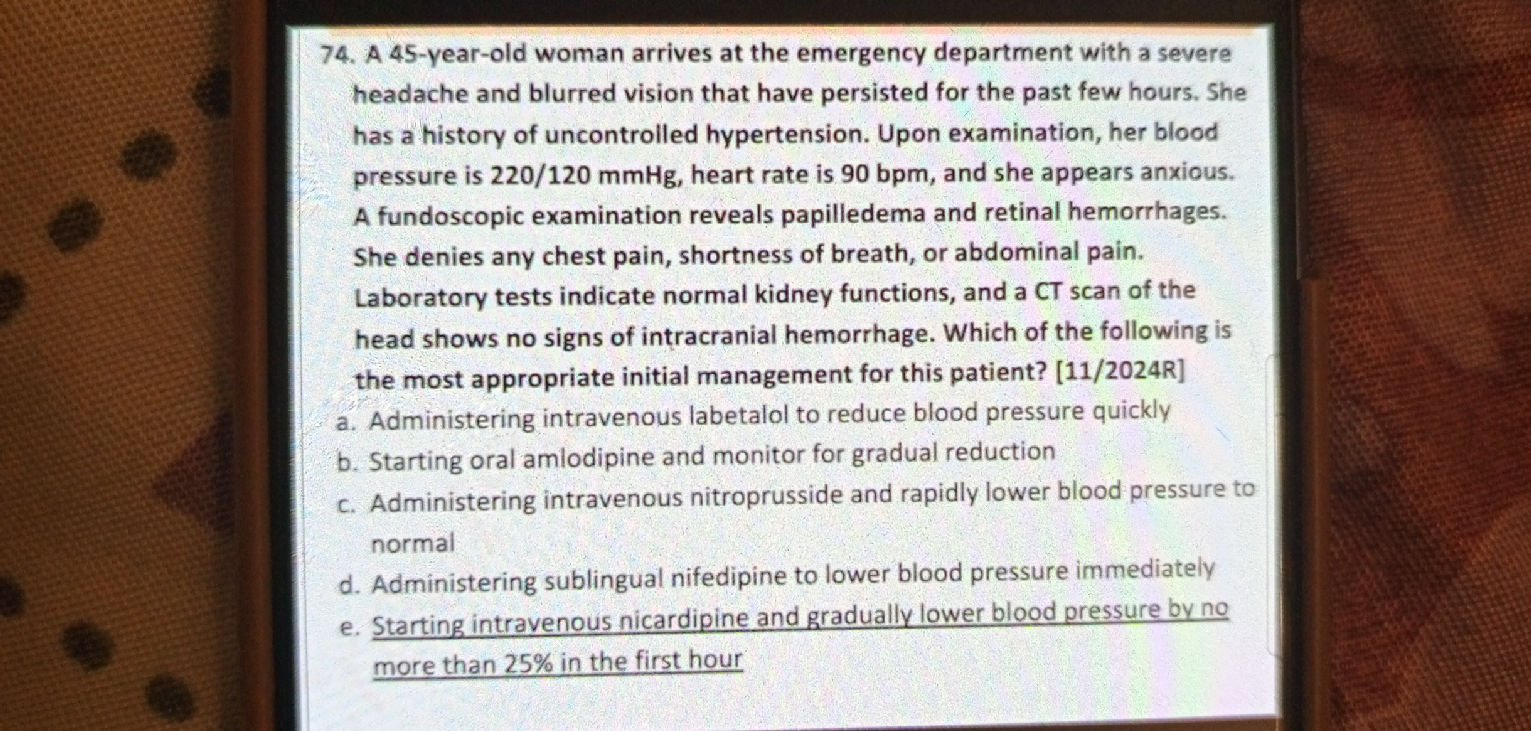 74. A 45-year-old woman arrives at the | StudyX