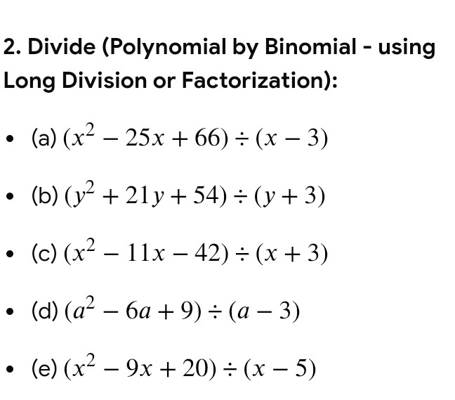 2 Divide Polynomial By Binomial Using Studyx