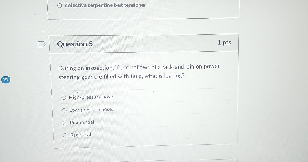 During an inspection, if the bellows of a | StudyX