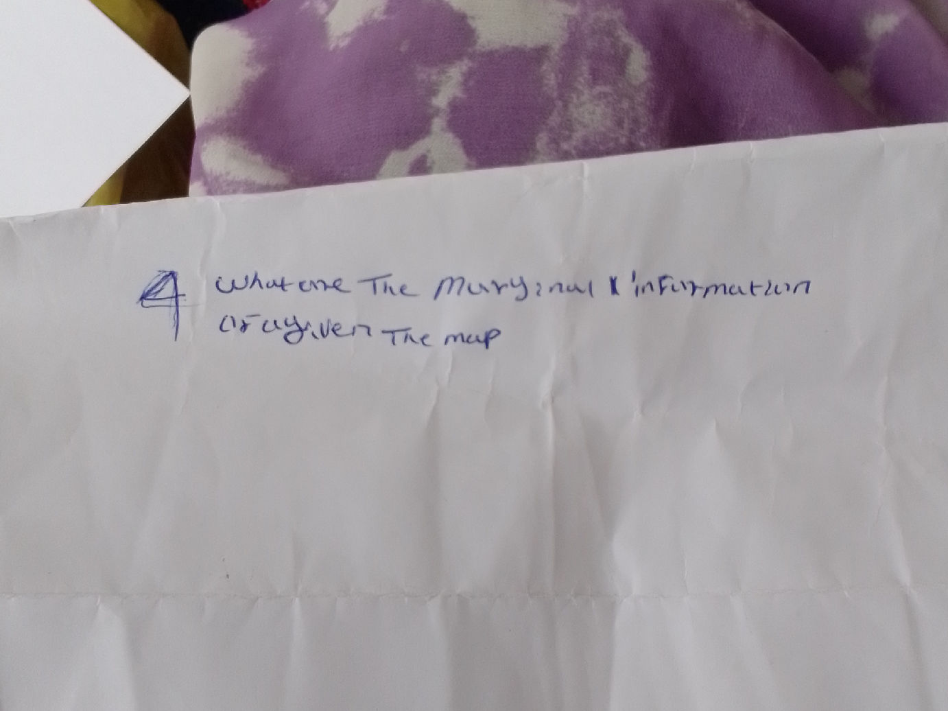 Marginal Information Example What are the marginal information (or given)