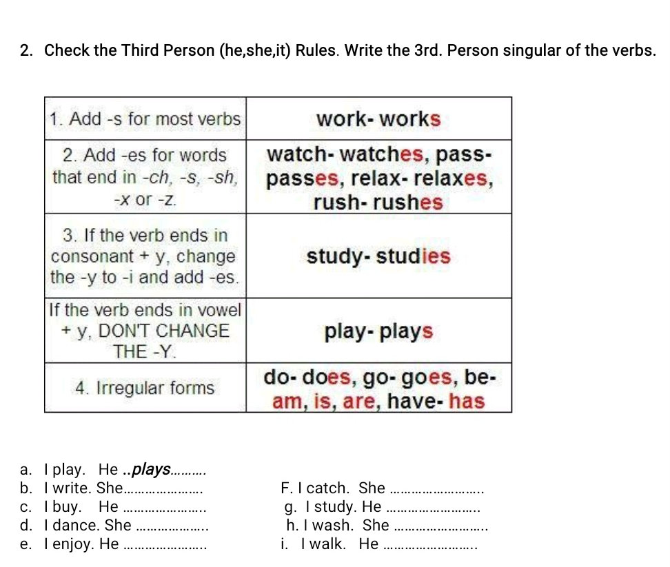2. Check the Third Person (he, she,it) | StudyX