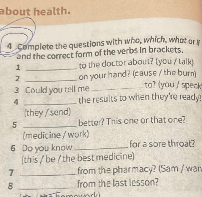 Complete the questions with who, which, what | StudyX