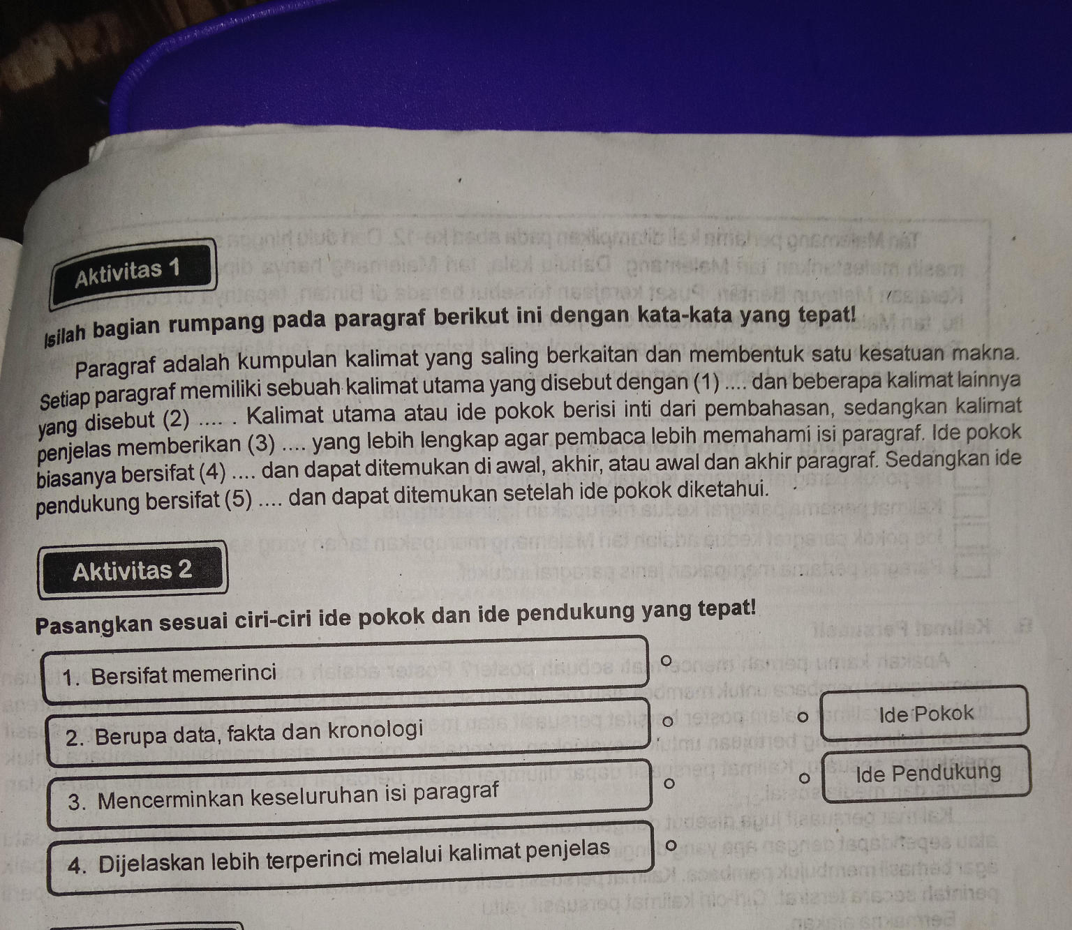 Aktivitas 1 Isilah bagian rumpang pada | StudyX