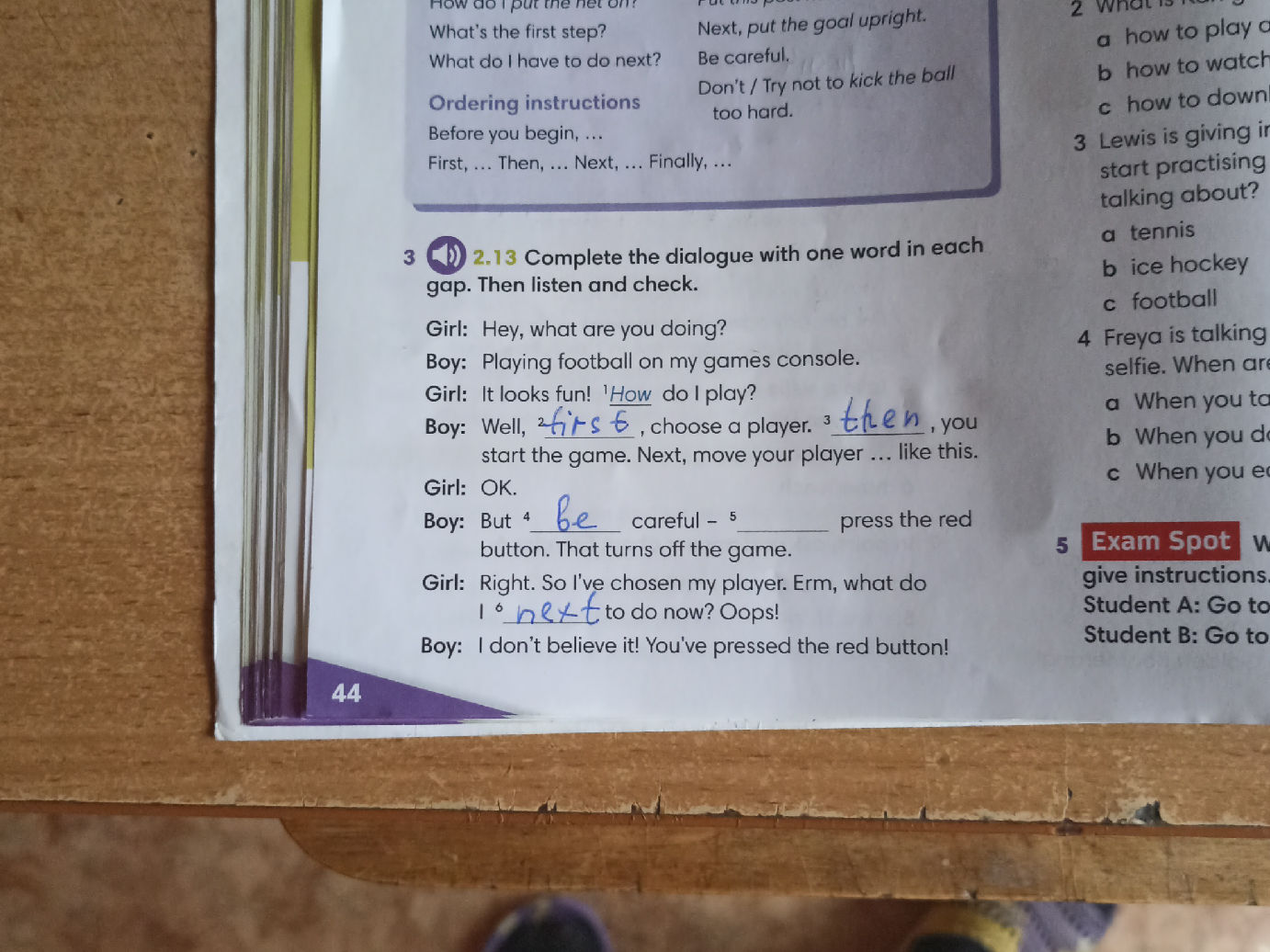 3 2.13 Complete the dialogue with one word | StudyX