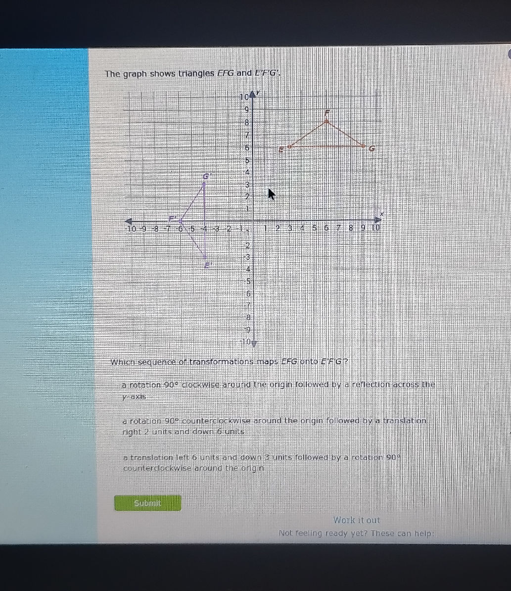 Reamon Graph Triangle The graph shows triangles $EFG$ and
