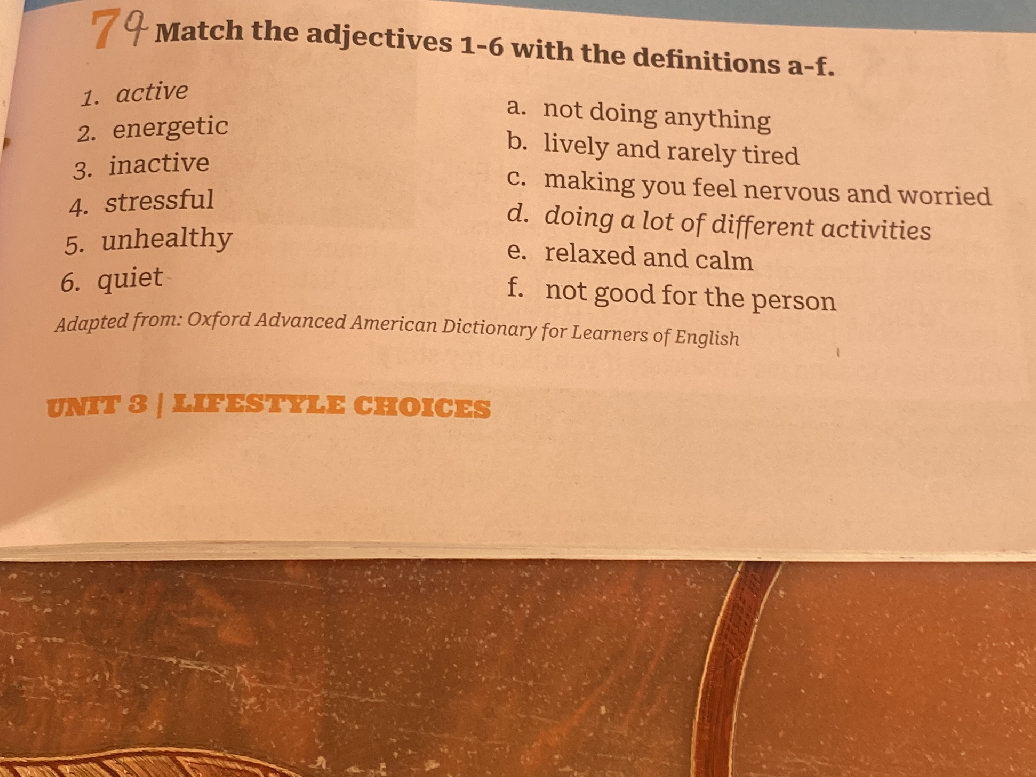 Match the adjectives 1-6 with the | StudyX