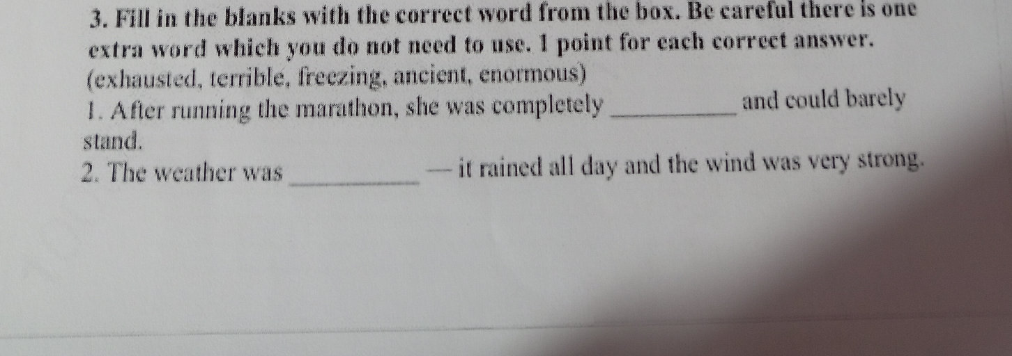 3. Fill in the blanks with the correct word | StudyX