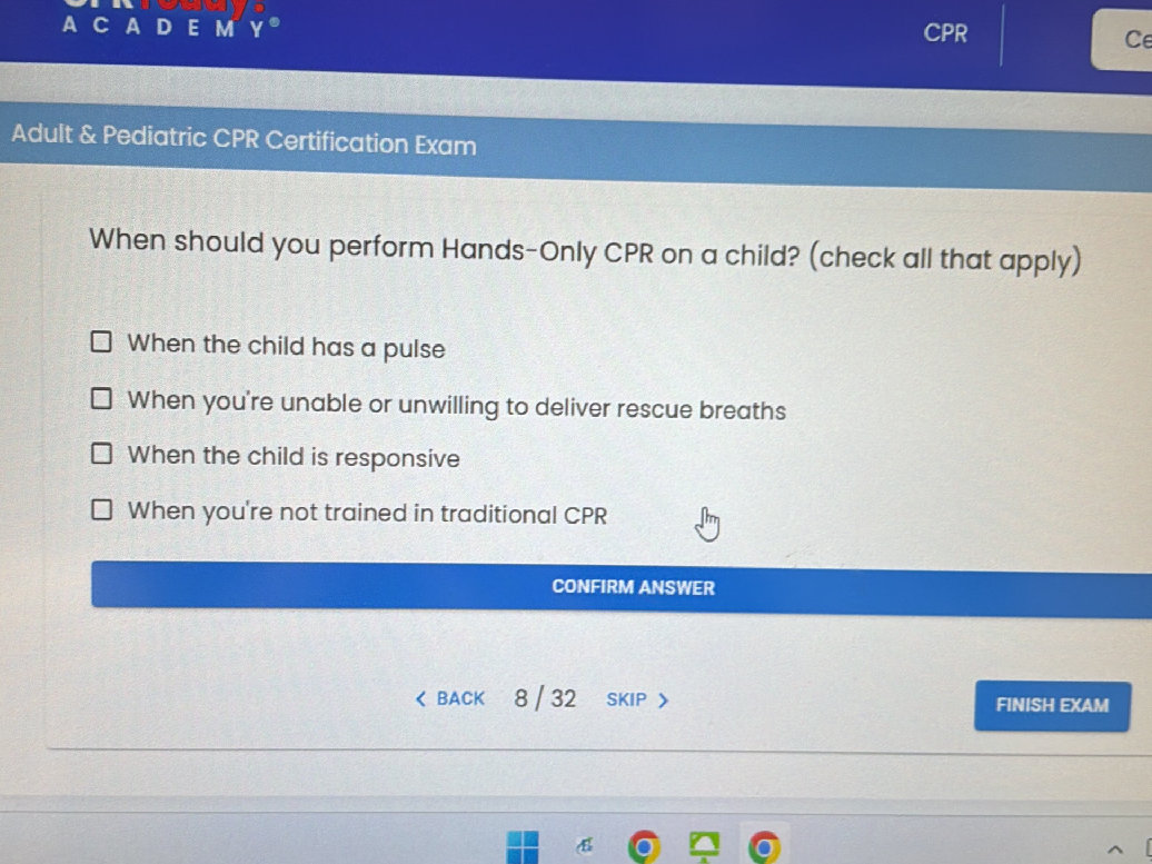 When should you perform Hands-Only CPR on a | StudyX