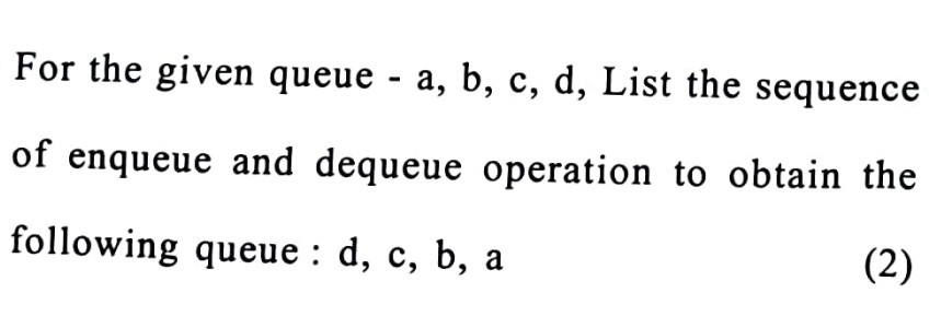 Enqueue Title For the given queue - a, b, c, d, List the | StudyX