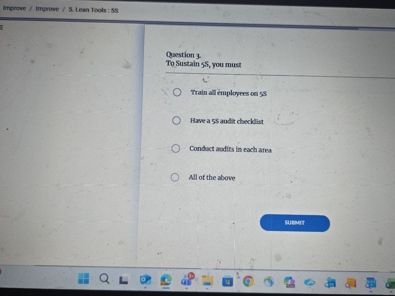 Question 3. To Sustain 5S, you must Train | StudyX