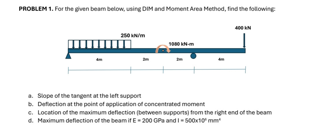 PROBLEM 1. For the given beam below, using | StudyX