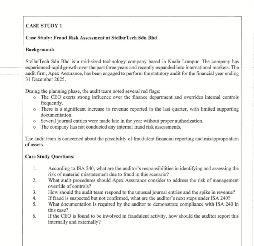 CASE STUDY 1 Case Study: Fraud Risk | StudyX