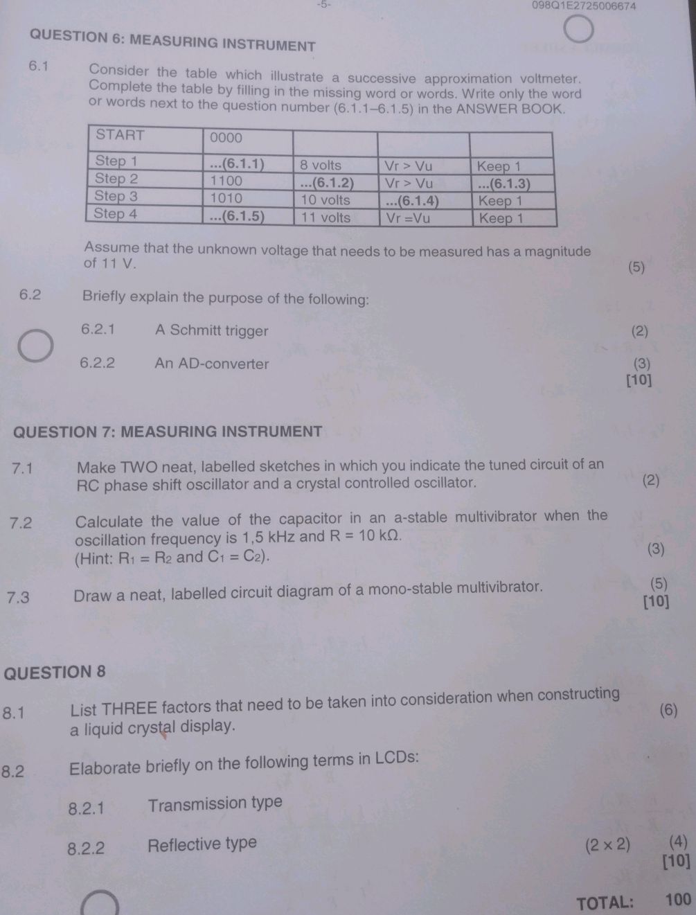 QUESTION 6: MEASURING INSTRUMENT 6.1 | StudyX