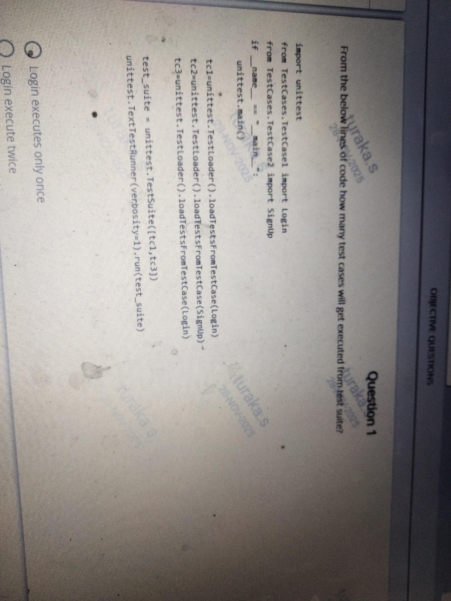 Under Line Test OBJECTIVE QUESTIONS Question 1 From the | StudyX