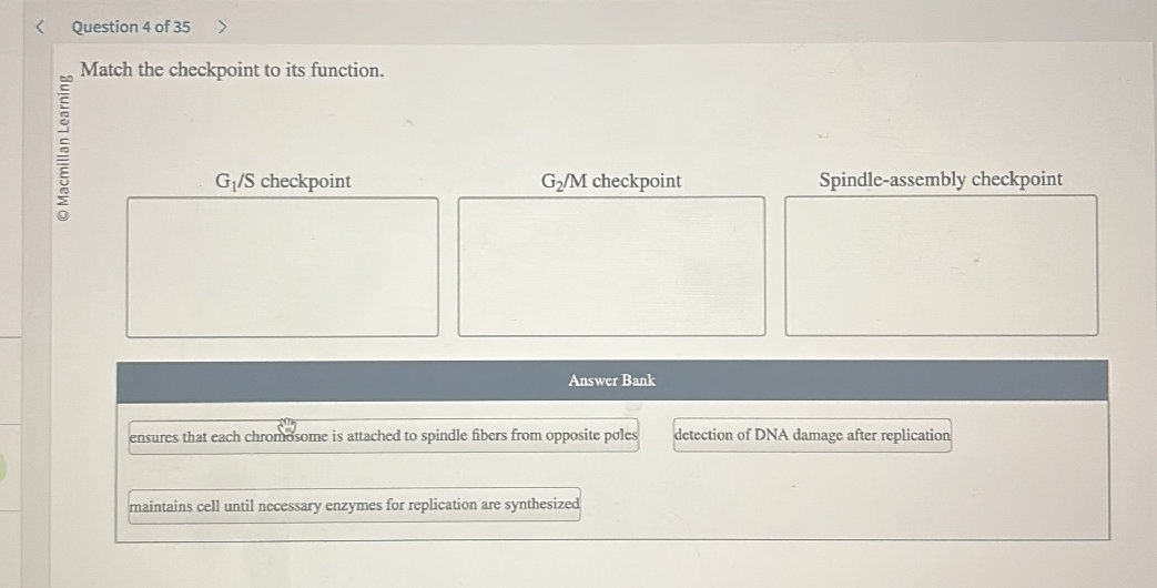 Match the checkpoint to its function. | StudyX
