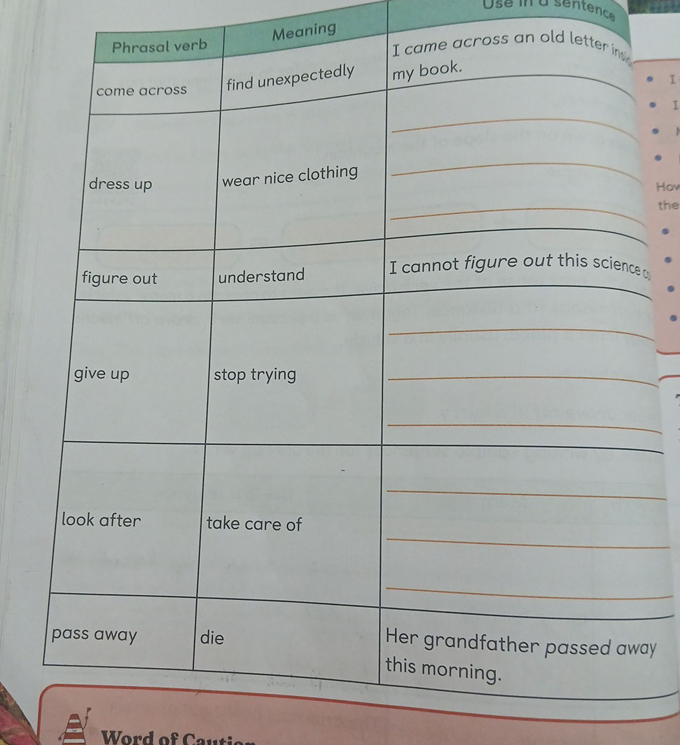 Complete the table by using the Phrasal verb | StudyX