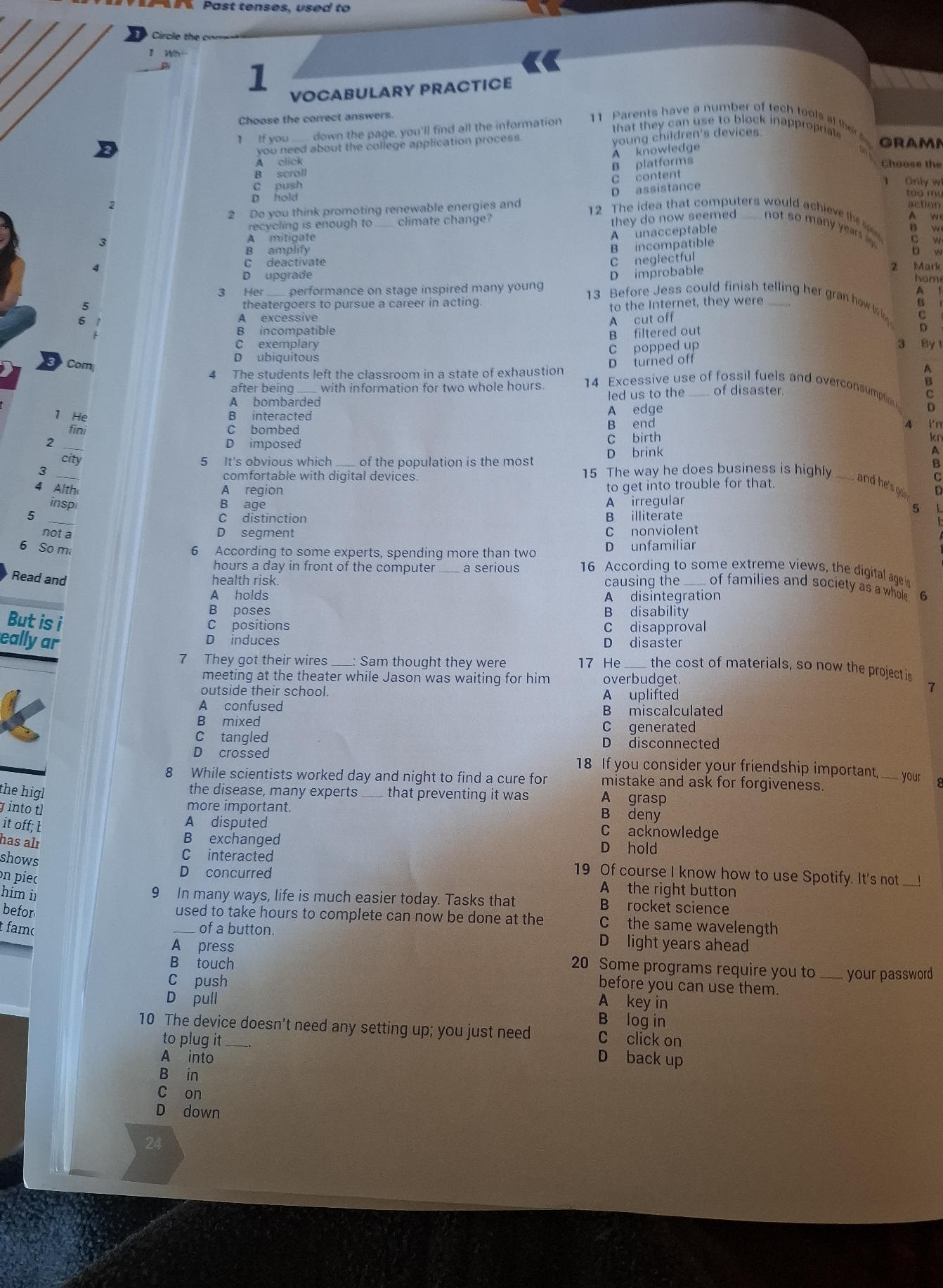 1 VOCABULARY PRACTICE Choose the correct | StudyX