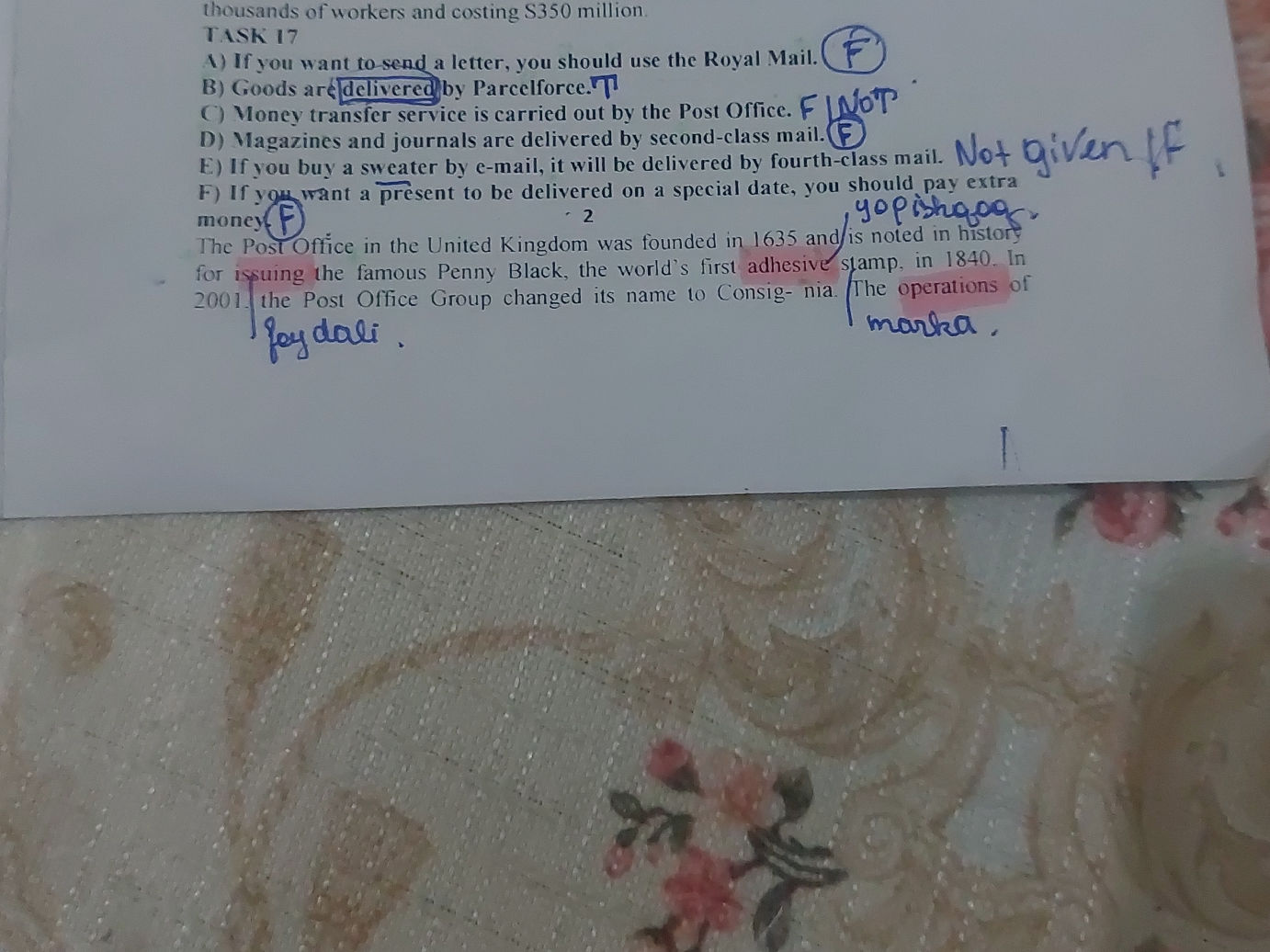 TASK 17 A) If you want to send a letter, you | StudyX