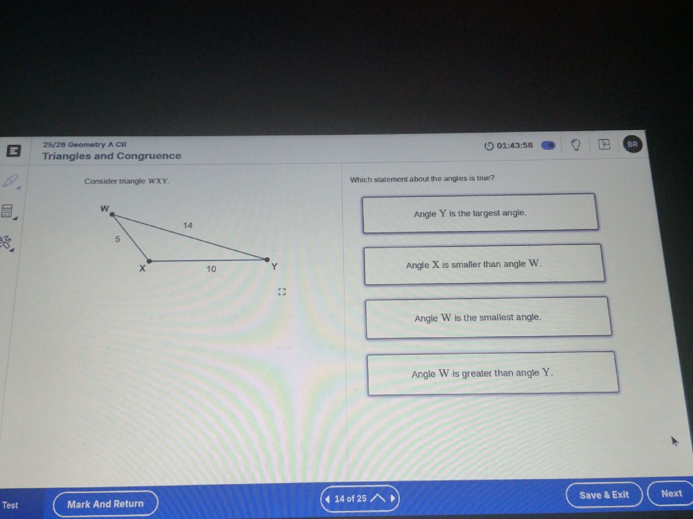 Consider triangle WXY. [Diagram of triangle | StudyX