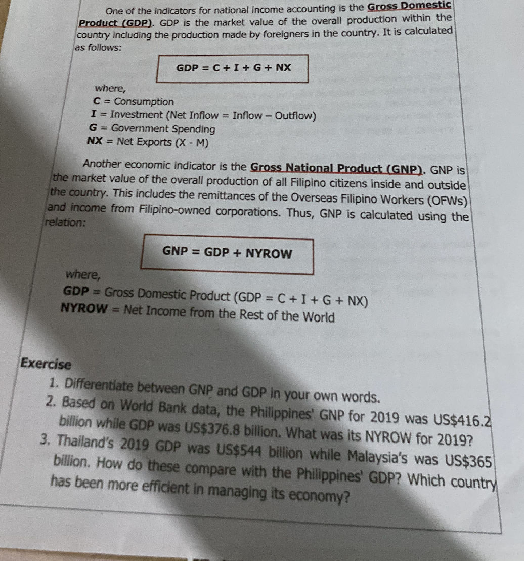 One of the indicators for national income | StudyX