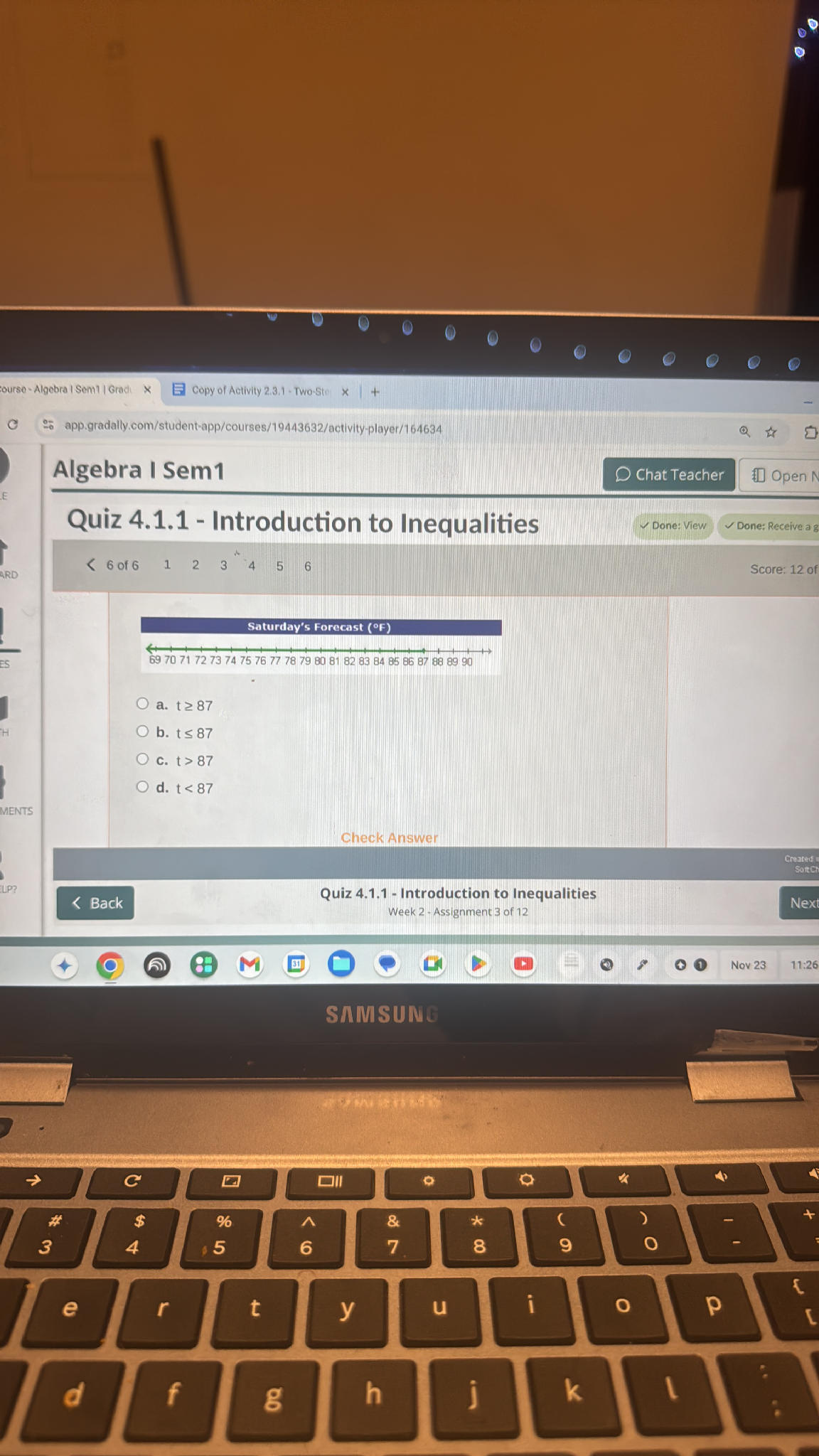 The number line graph shows