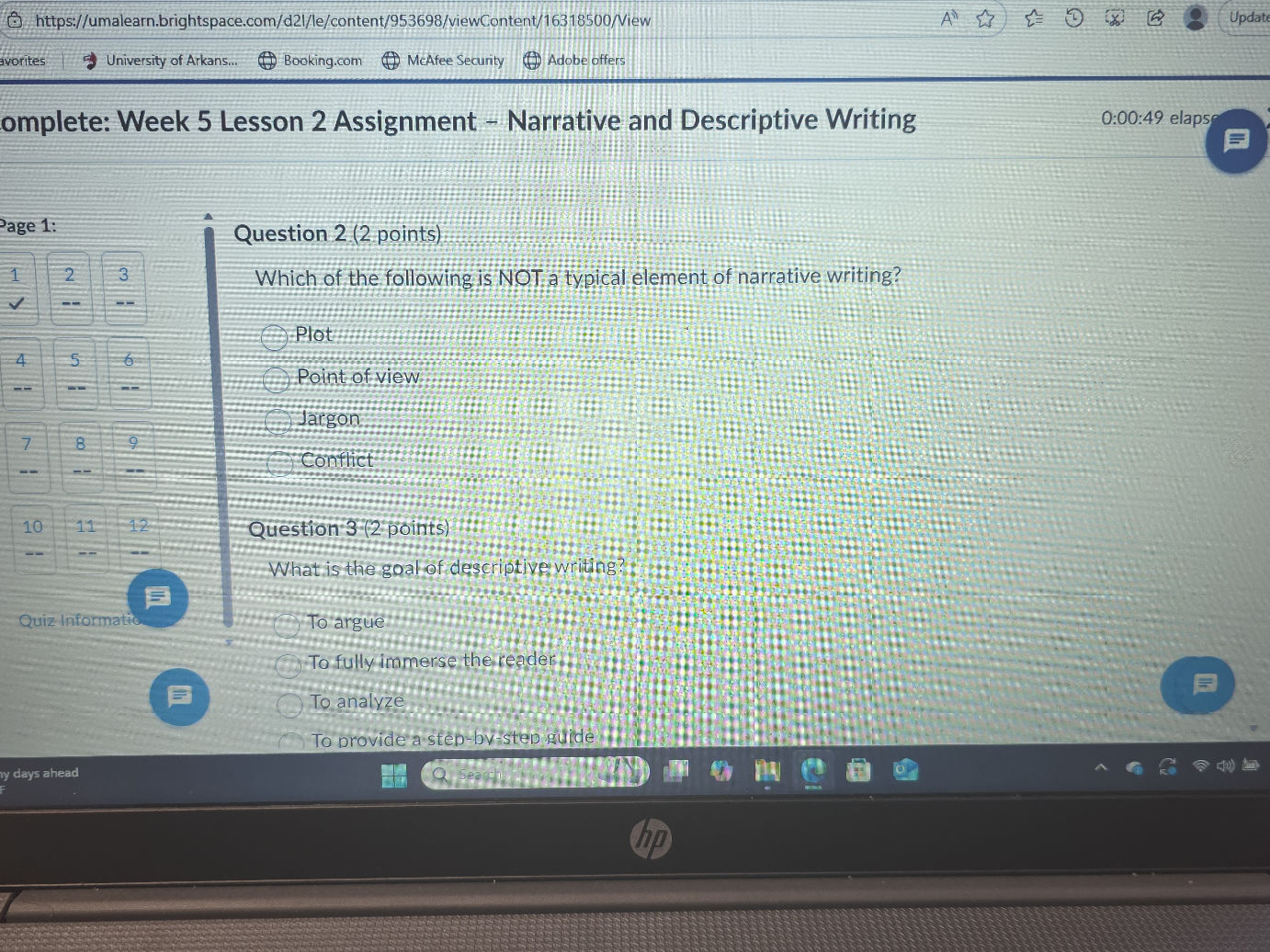 Question 2 (2 points) Which of the following