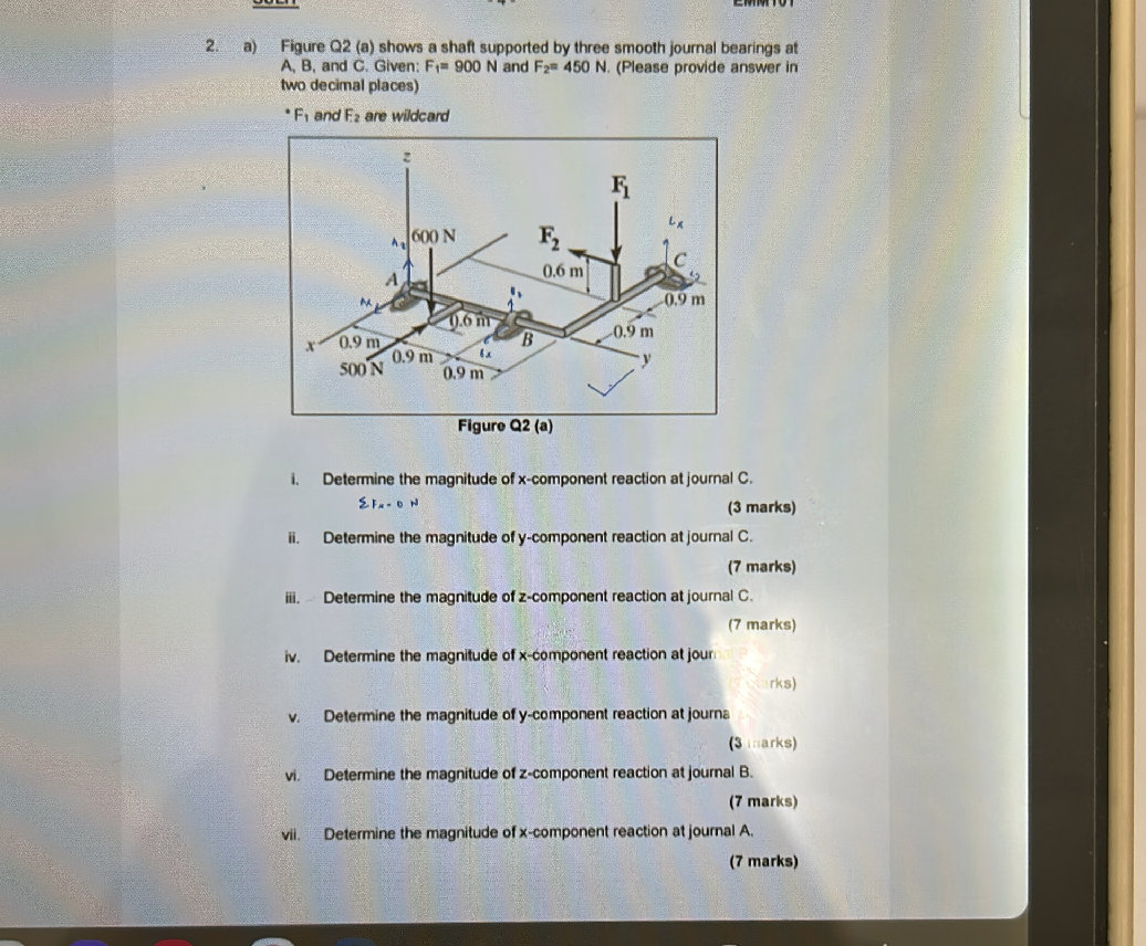 2. a) Figure Q2 (a) shows a shaft supported | StudyX