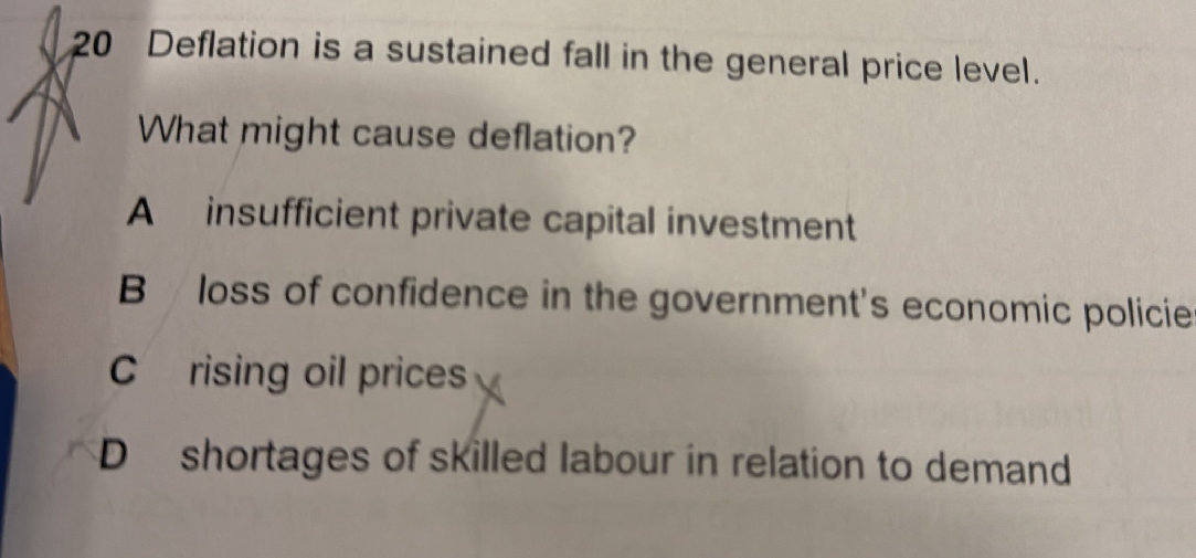 Deflation is a sustained fall in the general | StudyX