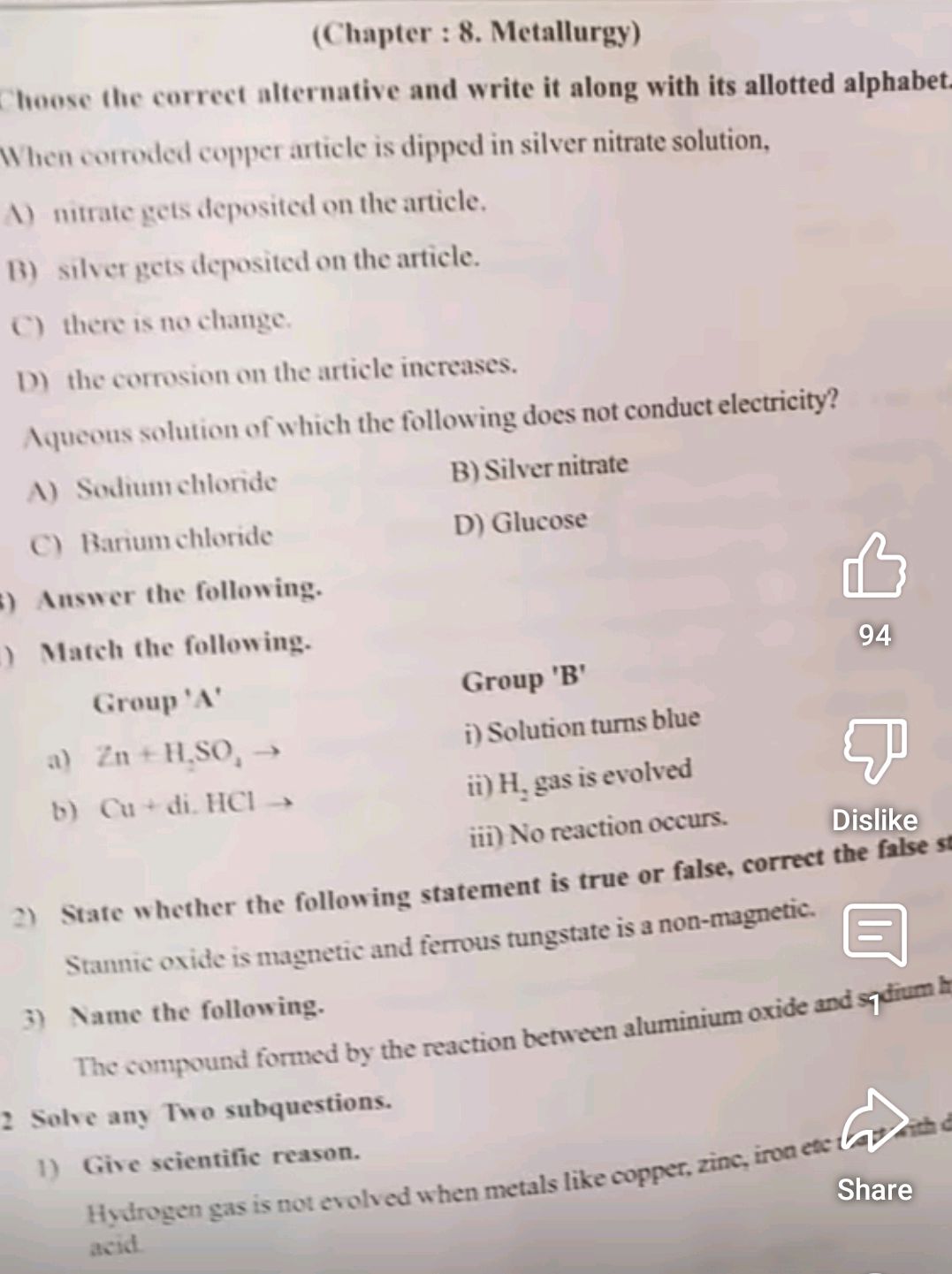 Choose the correct alternative and write it | StudyX