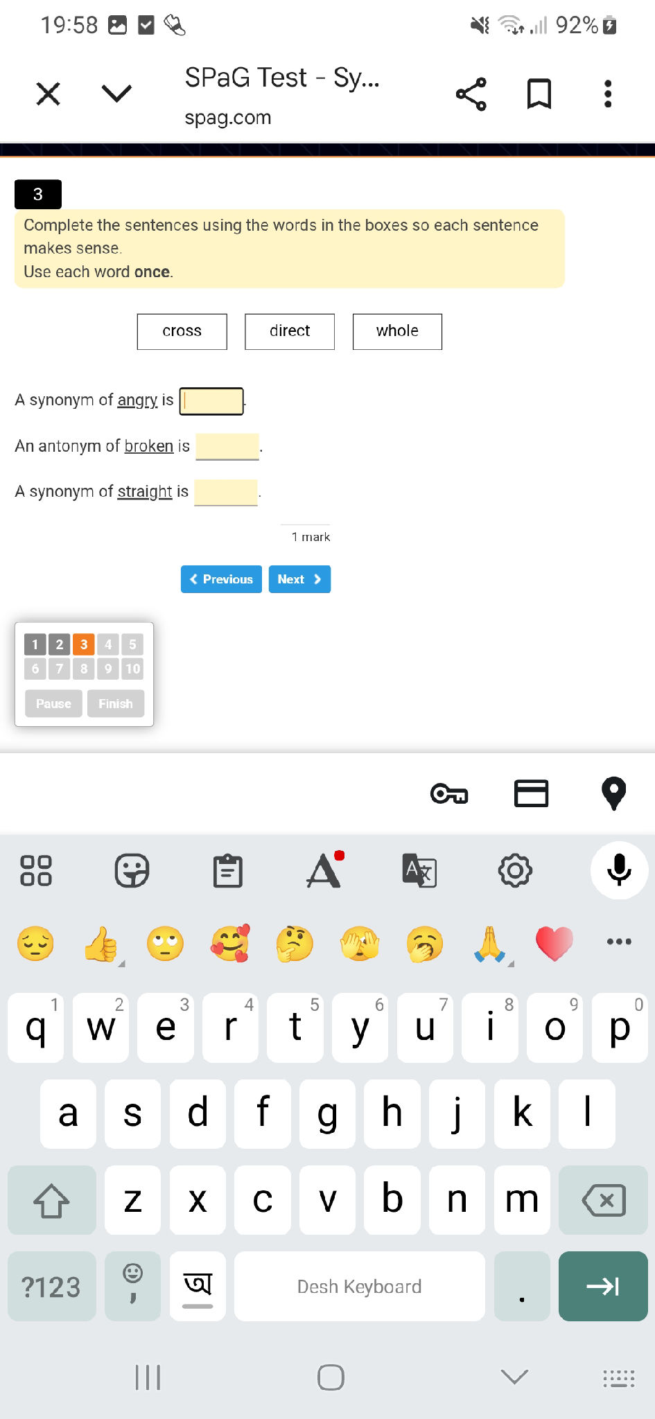 Complete the sentences using the words in | StudyX