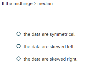 If the midhinge > median the data are | StudyX