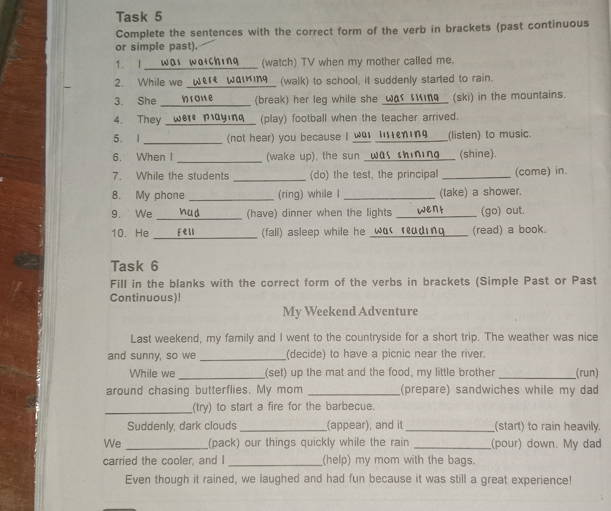 Task 5 Complete the sentences with the | StudyX