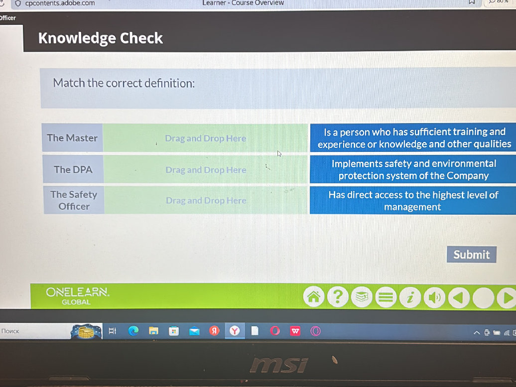 Knowledge Check Match the correct | StudyX