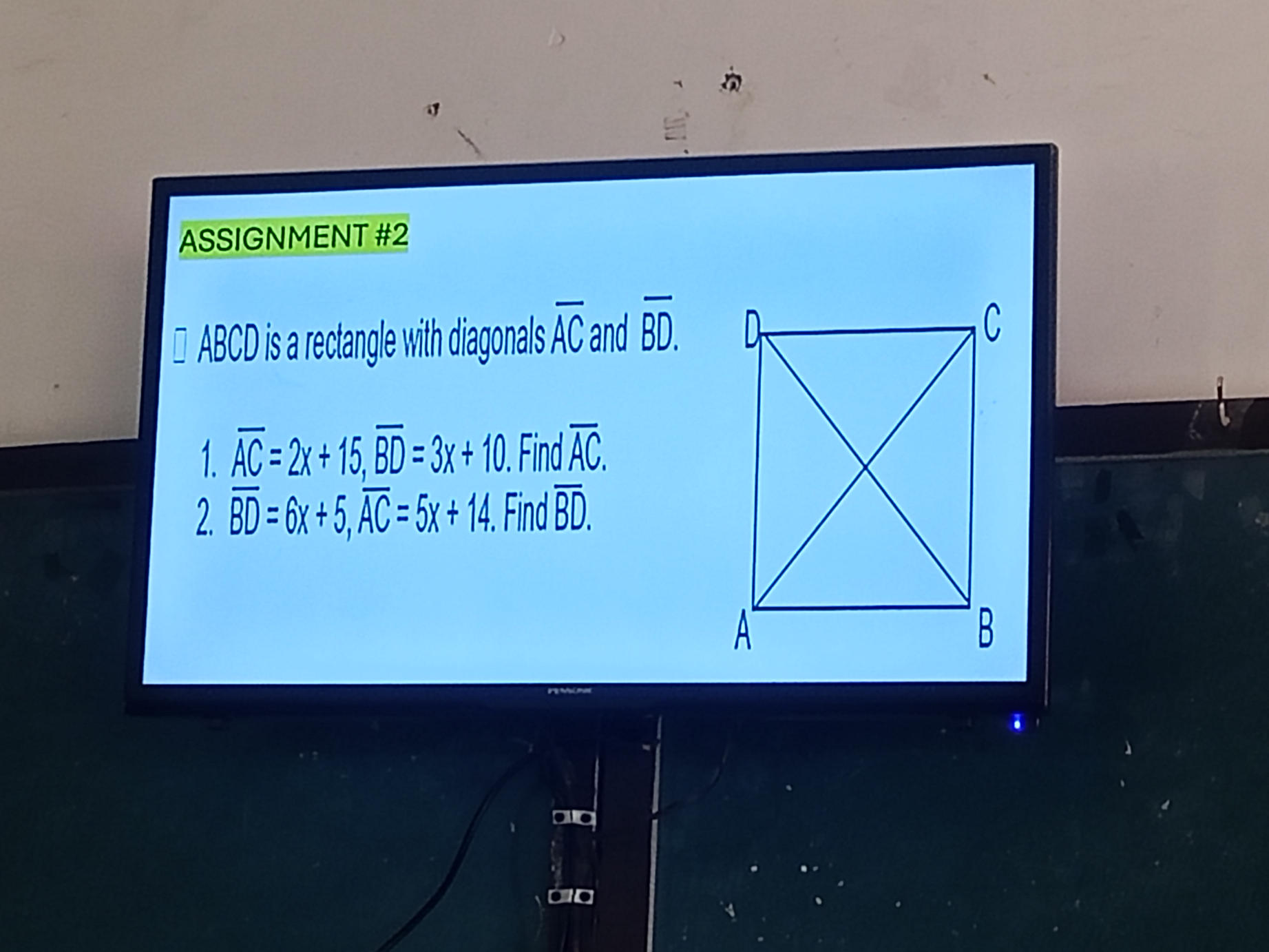 ASSIGNMENT #2 ABCD is a rectangle with | StudyX