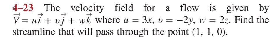The velocity field for a flow is given by