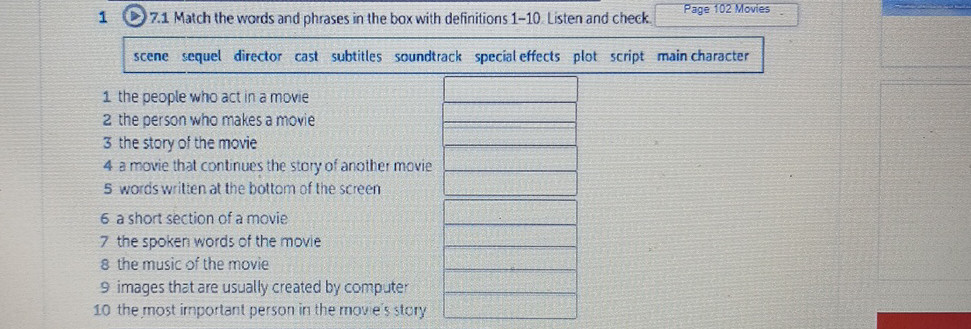 7.1 Match the words and phrases in the box | StudyX