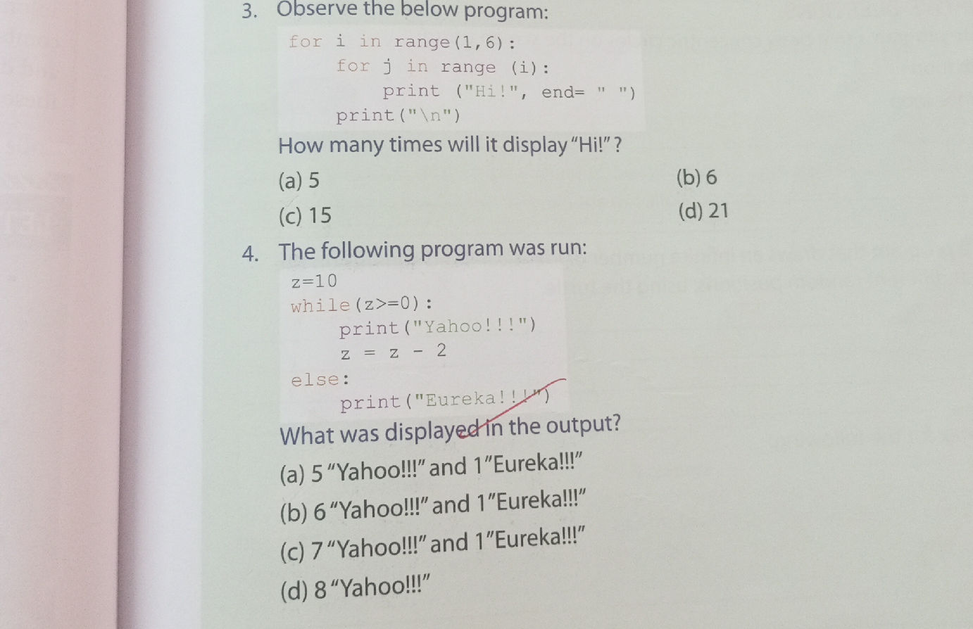 Observe the below program: ```python for i | StudyX