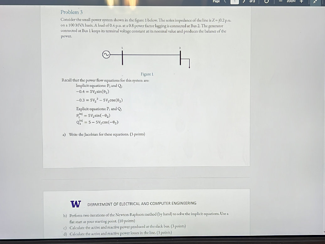 Problem 3 Consider the small power system | StudyX