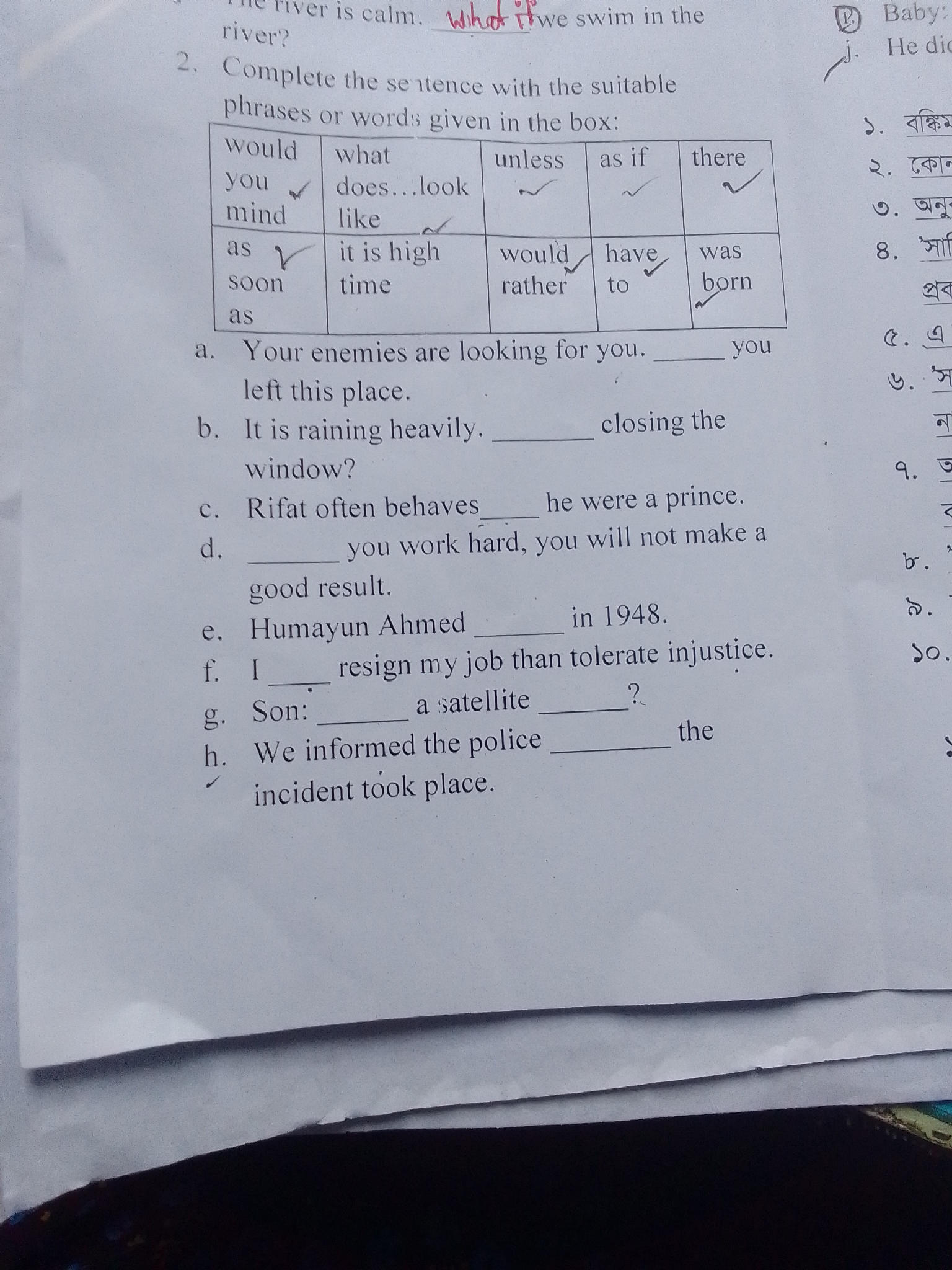 2. Complete the sentence with the suitable | StudyX