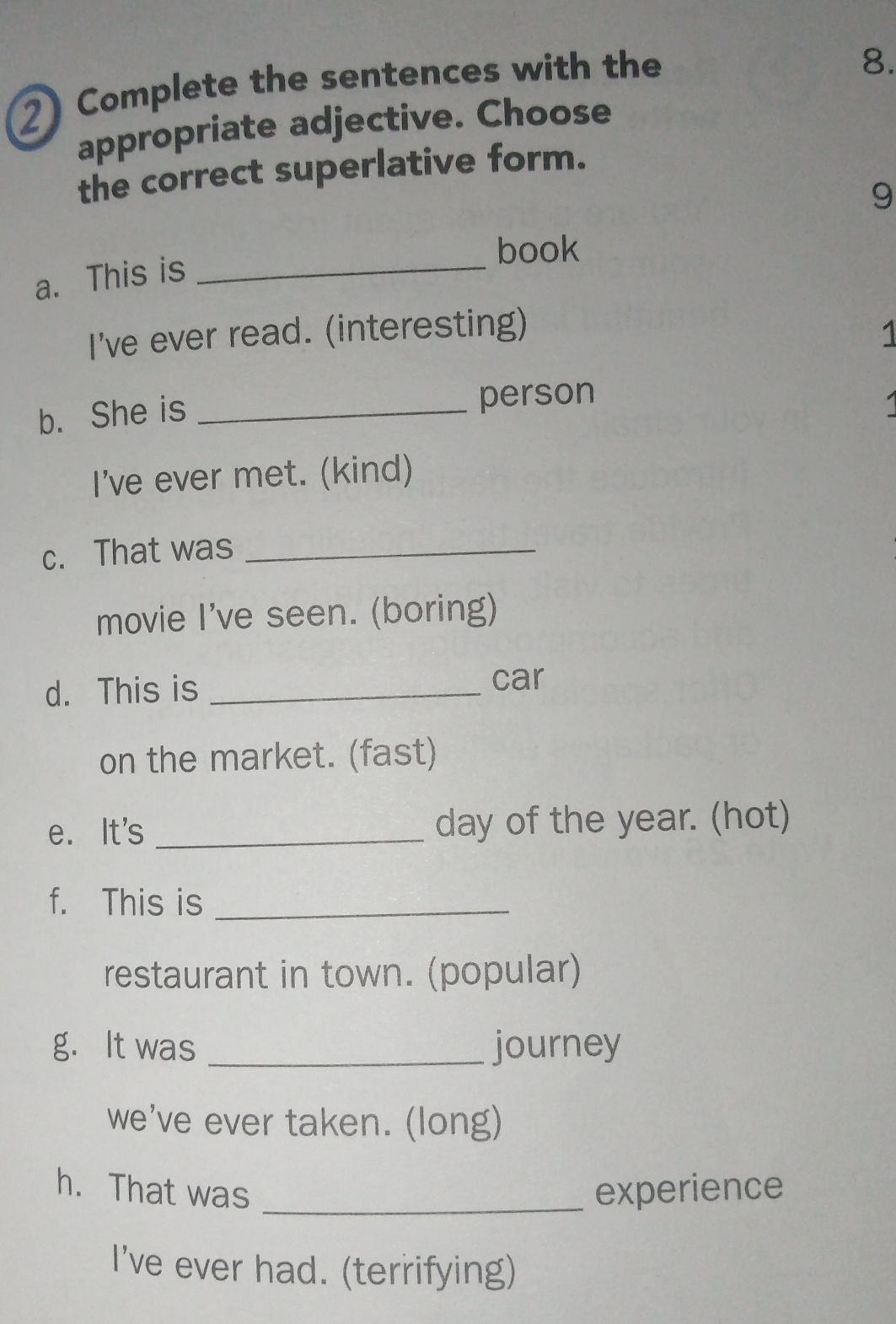 Complete the sentences with the appropriate | StudyX