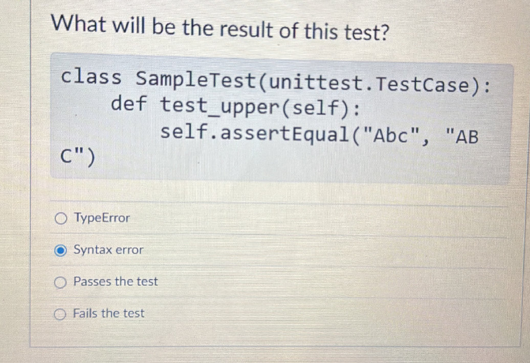 What will be the result of this test? | StudyX