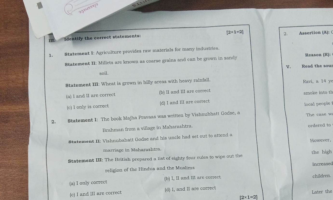 III. Identify the correct statements: | StudyX