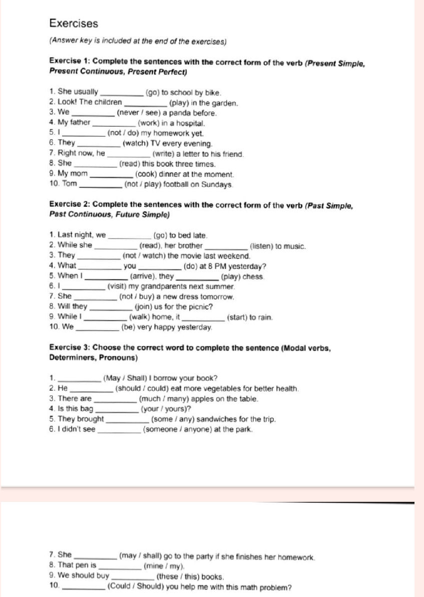 Exercise 1: Complete the sentences with the | StudyX