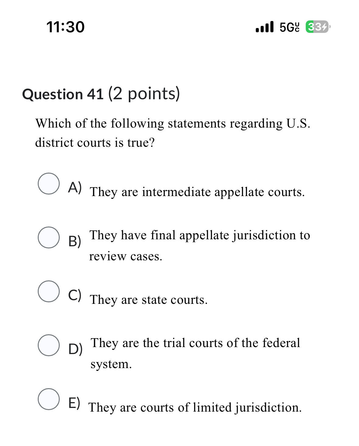 Question 41 Question 41 (2 points) Which of the | StudyX