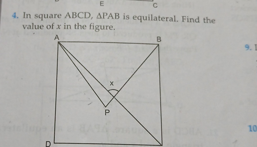 In square ABCD, $ PAB$ is equilateral. Find | StudyX
