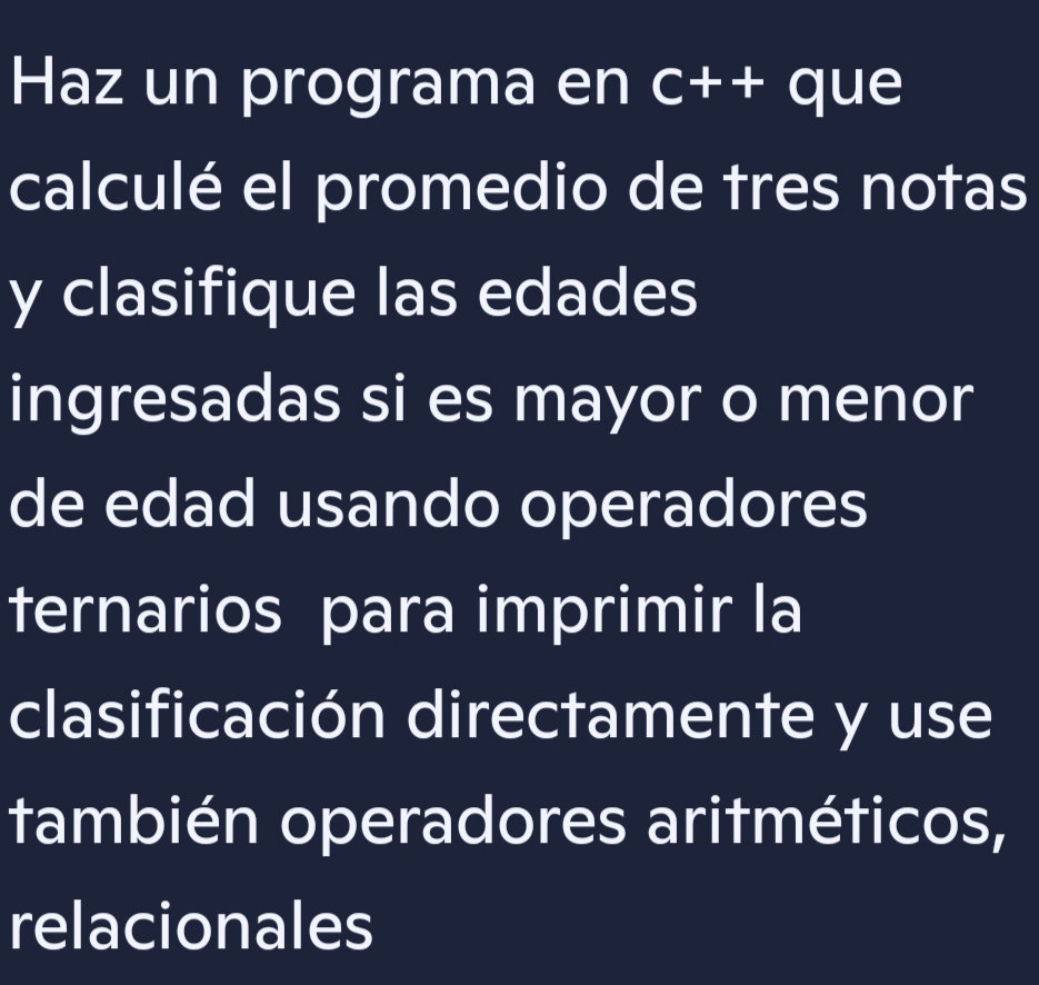 Haz un programa en c++ que calculé el | StudyX