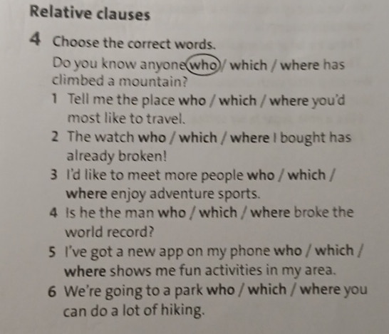 Relative clauses 4 Choose the correct | StudyX