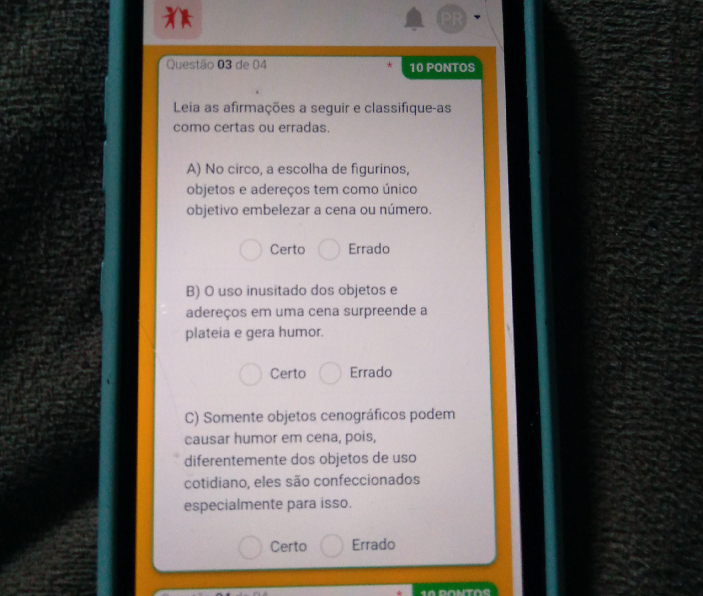 Leia as afirmações a seguir e classifique-as | StudyX