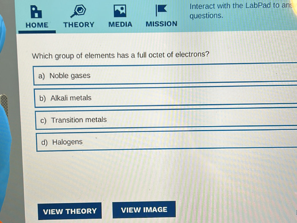 Which group of elements has a full octet of | StudyX